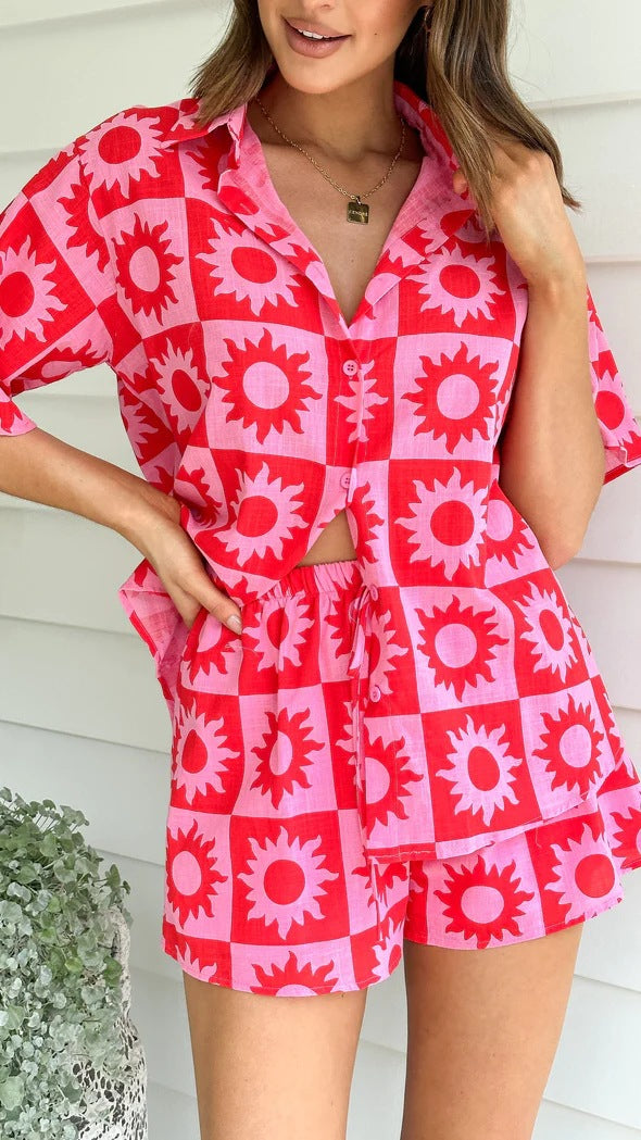 Fashionable Casual Printed Cardigan Set for Women