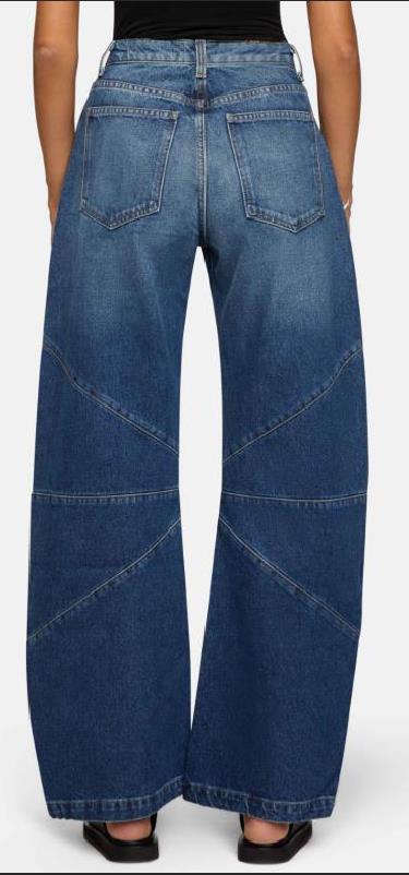 Trendy Pleated Splice Straight Leg Baggy Jeans