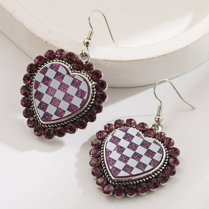 Trendy Heart-Shaped Earrings with Rhinestone Detail