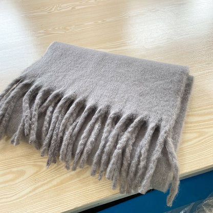 2+ Solid Color Tassel Mohair Scarves
