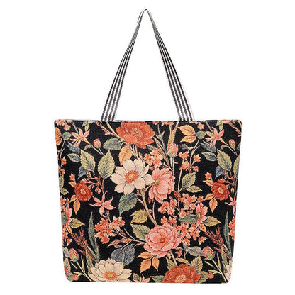 Large Capacity Tote Bag with Golden Embroidery Creative Pattern