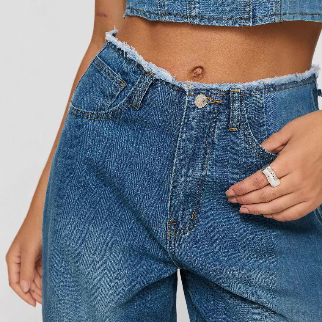 Retro Baggy High Waist Straight Leg Jeans