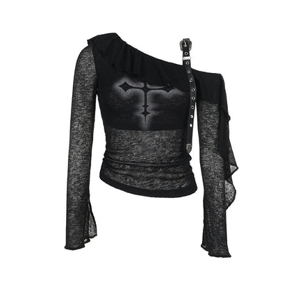 Sexy Off-the-Shoulder Ruffle Strap Top for Women