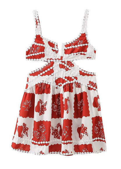 Cotton Cutout Sundress With Pom Pom Trim