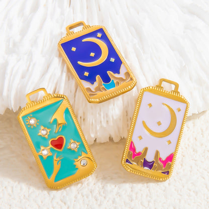 Fashionable Punk Tarot Card Pendant with Stars, Mermaid, and Heart Design
