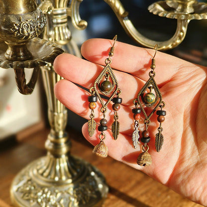 Handcrafted Vintage Geometric Feather Earrings Bohemian Style