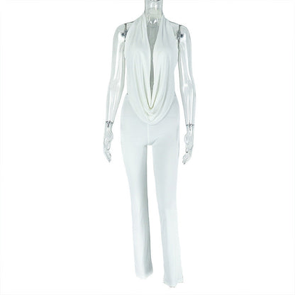 Backless Tie-Front Bodysuit And Slim Fit Pants Set