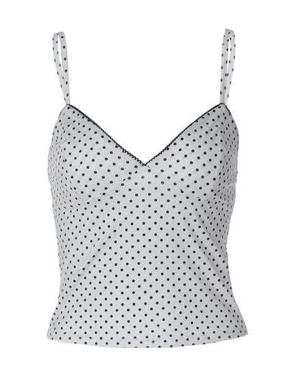 Trendy Polka Dot Cami Top Slim Fit Fashionable Women's Shirt