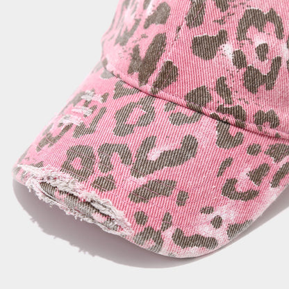 Distressed Retro Leopard Print Bucket Hat