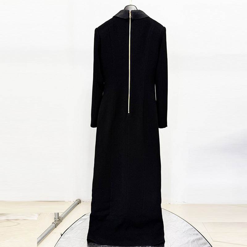 Deep V Neck Blazer Style Open Back Crisscross Maxi Dress