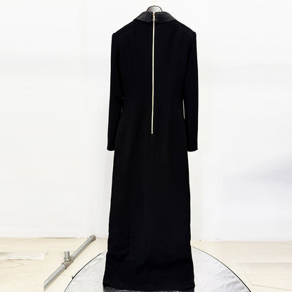 Deep V Neck Blazer Style Open Back Crisscross Maxi Dress