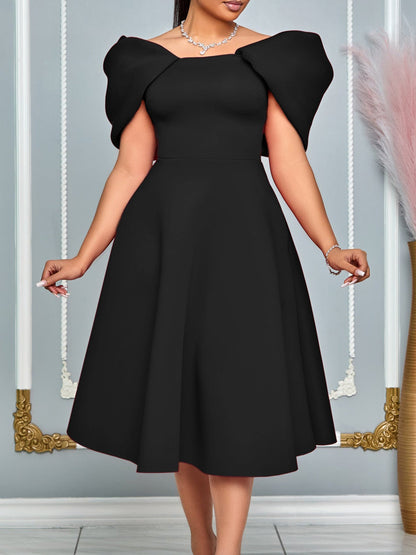 Elegant A-Line Dress With Puff Sleeves