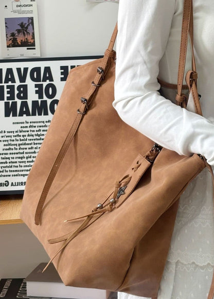Faux Leather Tote Bag With Adjustable Straps