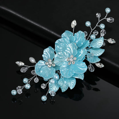 Bridal Pearl and Crystal Hair Clip with Shell Petals