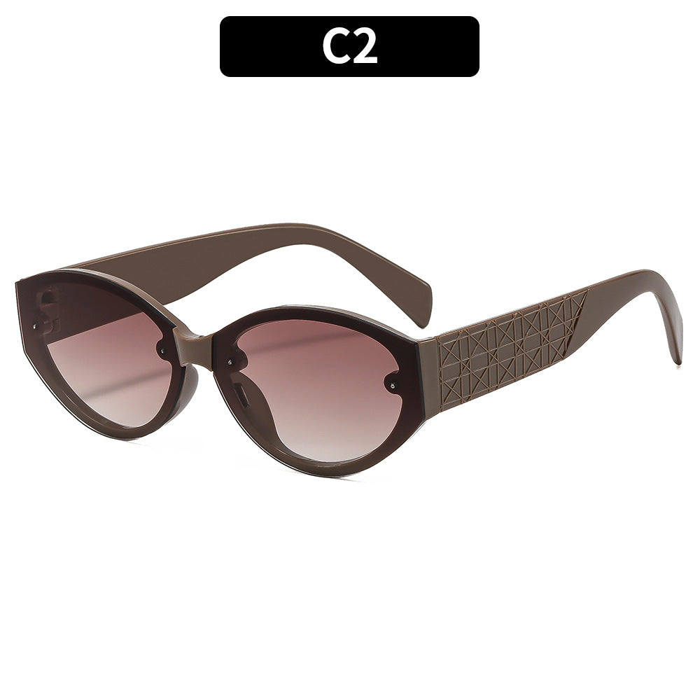 Retro Cat Eye Oval Sunglasses Stylish Outdoor UV Protection