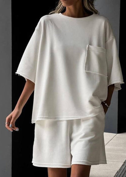 Oversized Cotton Lounge Tee And Shorts Set