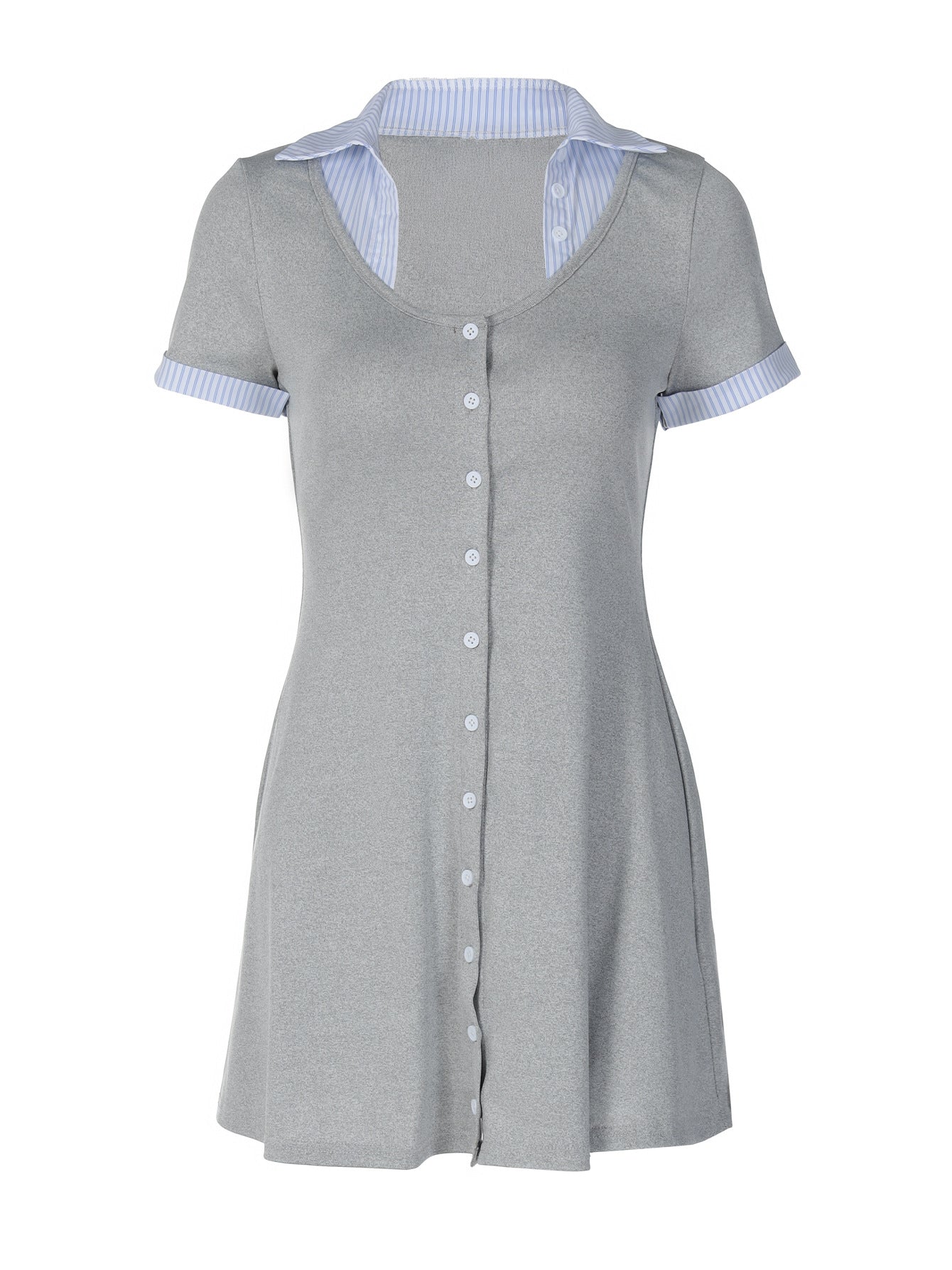 Fashionable Color Block Cardigan Short Sleeve Dress