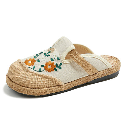 New Ethnic Style Embroidered Shoes Flat Low-Cut Ladies Cloth Shoes Embroidered Elegant Shoes