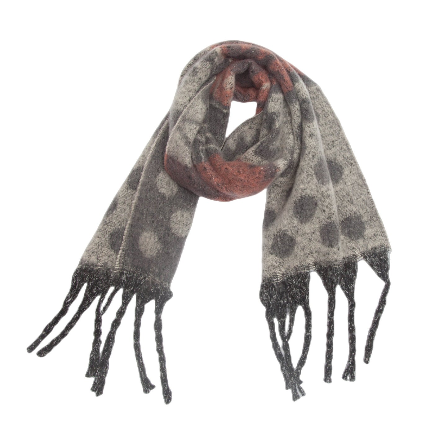 Contrast Color Print Tassel Scarves