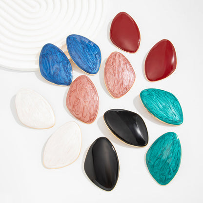 Chic Resin Gemstone Stud Earrings Vintage Geometric Design