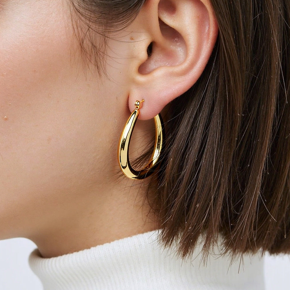 Exaggerated Geometric Stainless Steel Earrings Minimalist Design