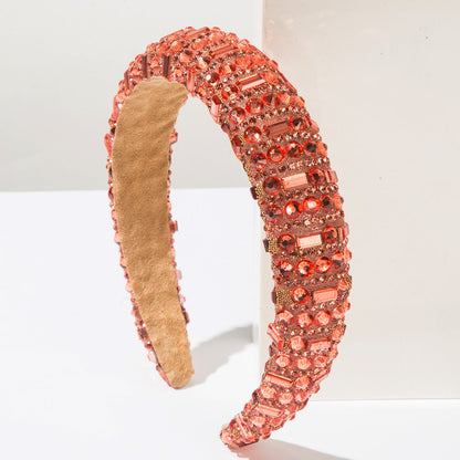 Fashionable Rhinestone Hairband with High Crown Sponge Design