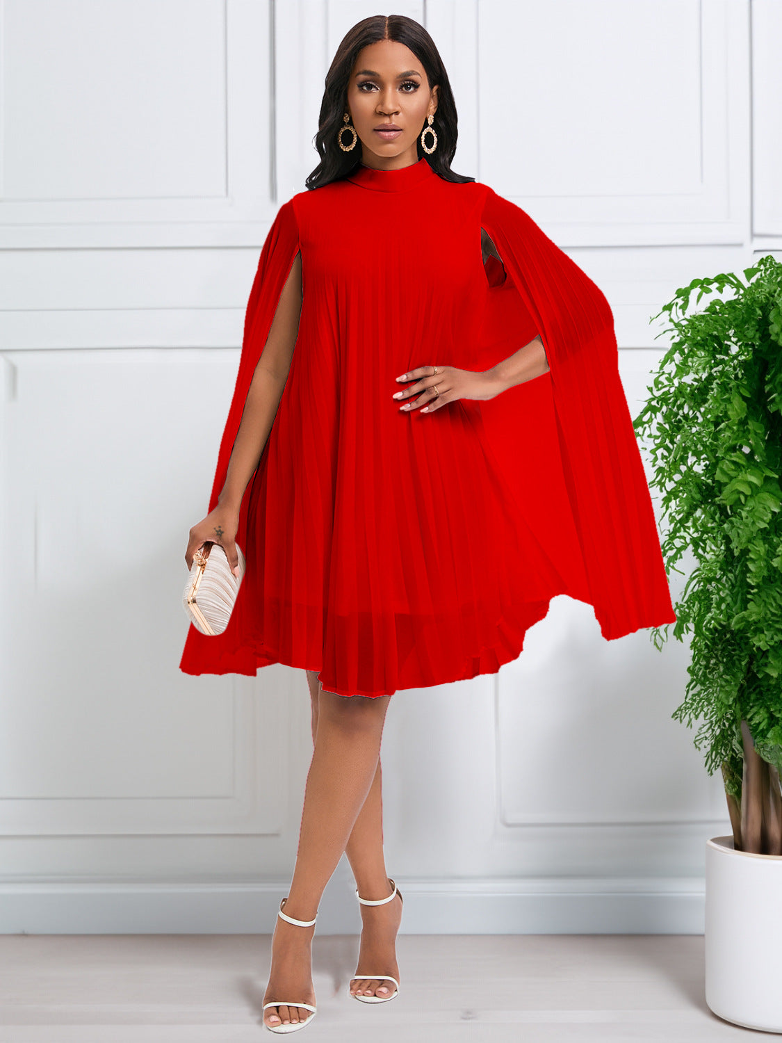 Chic Batwing Sleeve Chiffon Dress For Elegant Occasions