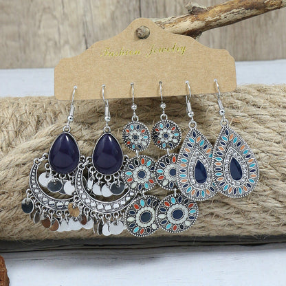 Boho Vintage Minimalist Hollow Drop Earrings Set