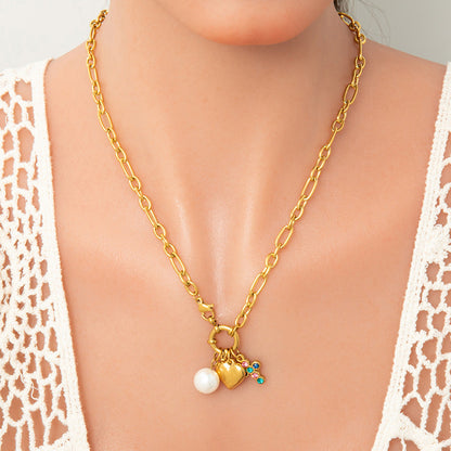 DIY Stainless Steel Heart Pendant Necklace with 18k Gold Plating