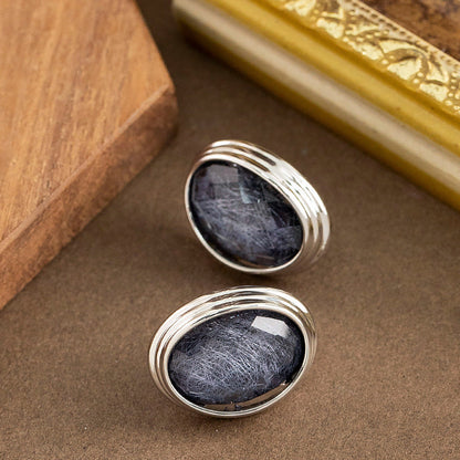 Geometric Oval Resin Earrings With 925 Silver Posts - Fashionable Luxury For Women