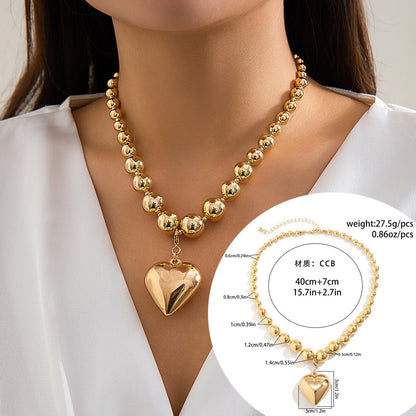 Multi-Layer Heart-Shaped Pearl Necklace Trendy Cyberpunk Style