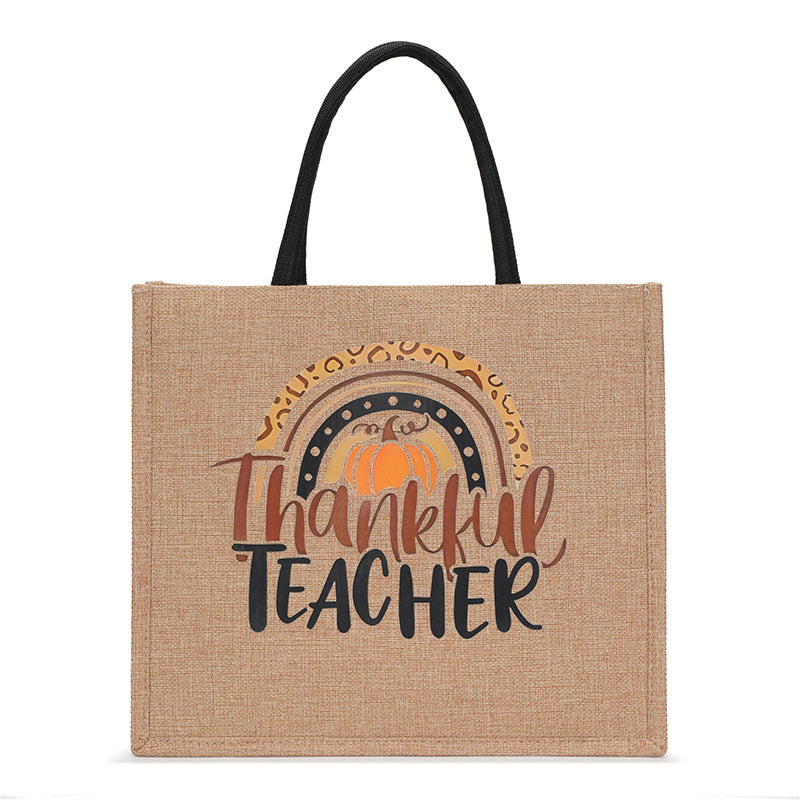 Trendy Hemp Tote Bag with Stylish Prints