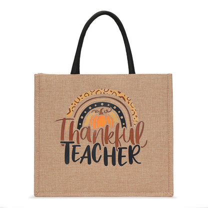 Trendy Hemp Tote Bag with Stylish Prints