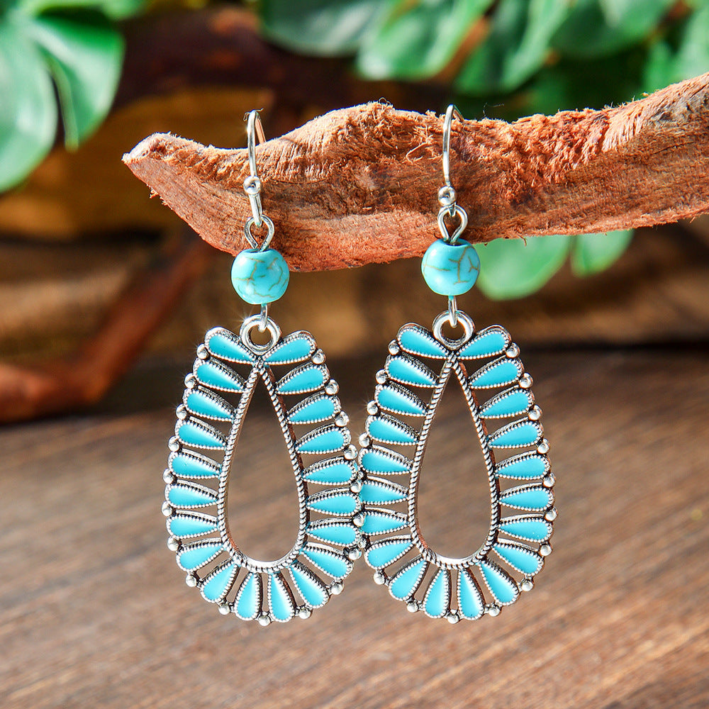 Bohemian Geometric Turquoise Earrings Set