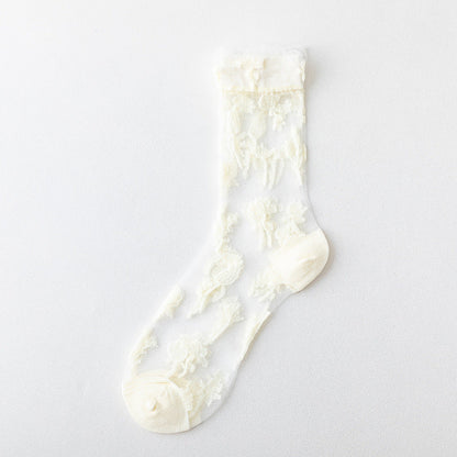 Rufia - Adorable Embroidered Sheer Socks