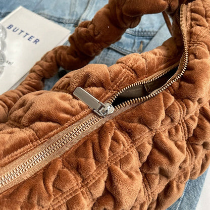 Trendy Velvet Cloud Tote Bag Soft Casual Shoulder Bag