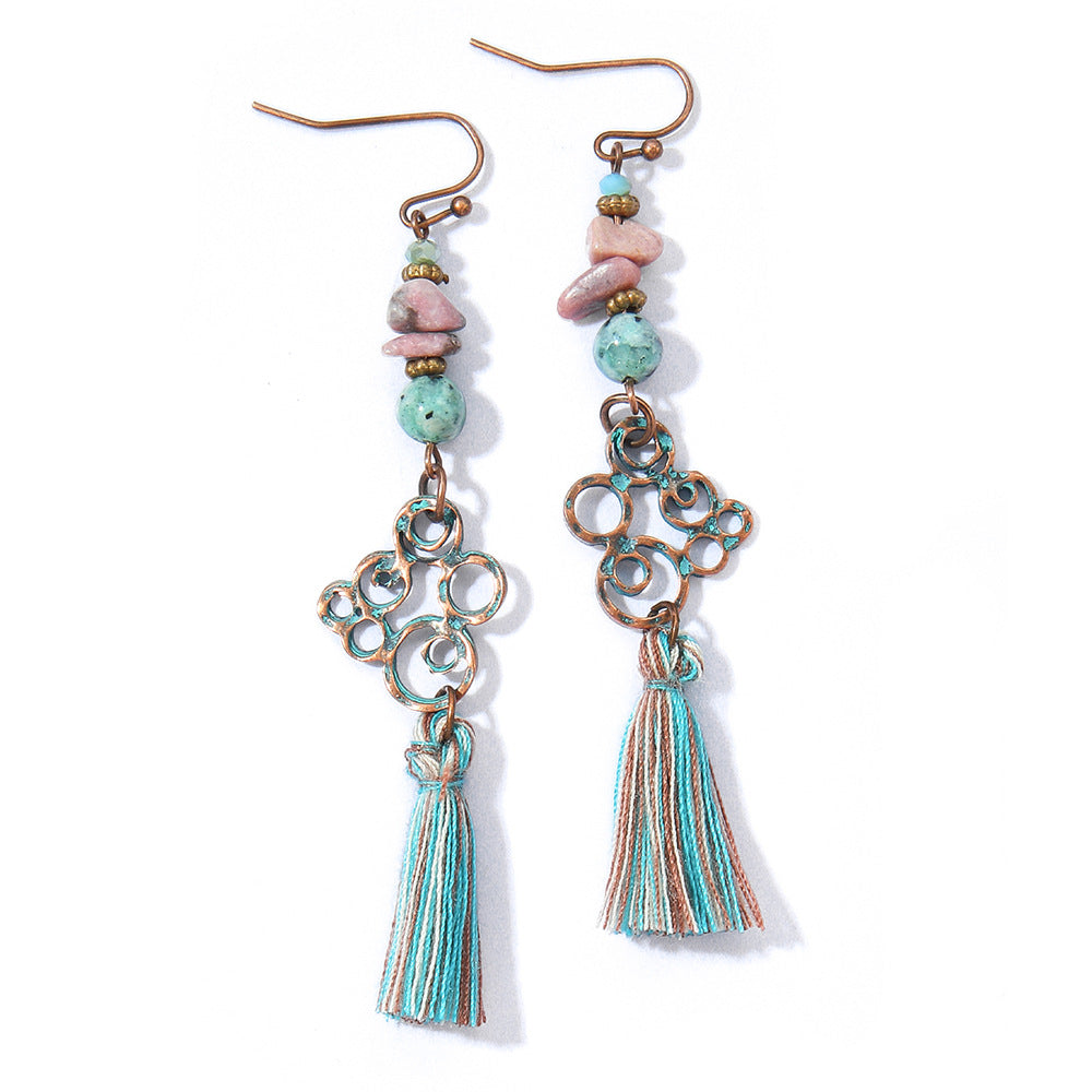 Bohemian Retro Tassel Earrings Vintage Style Travel Accessories