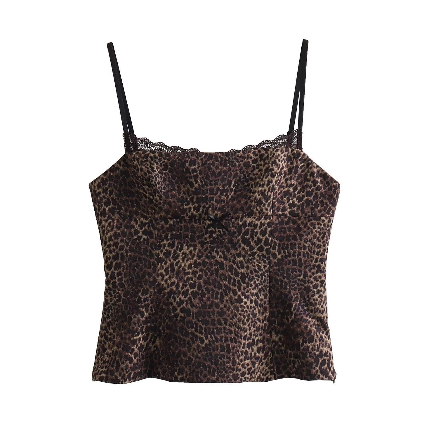 Elegant Satin Spaghetti Strap Lace Trim Top