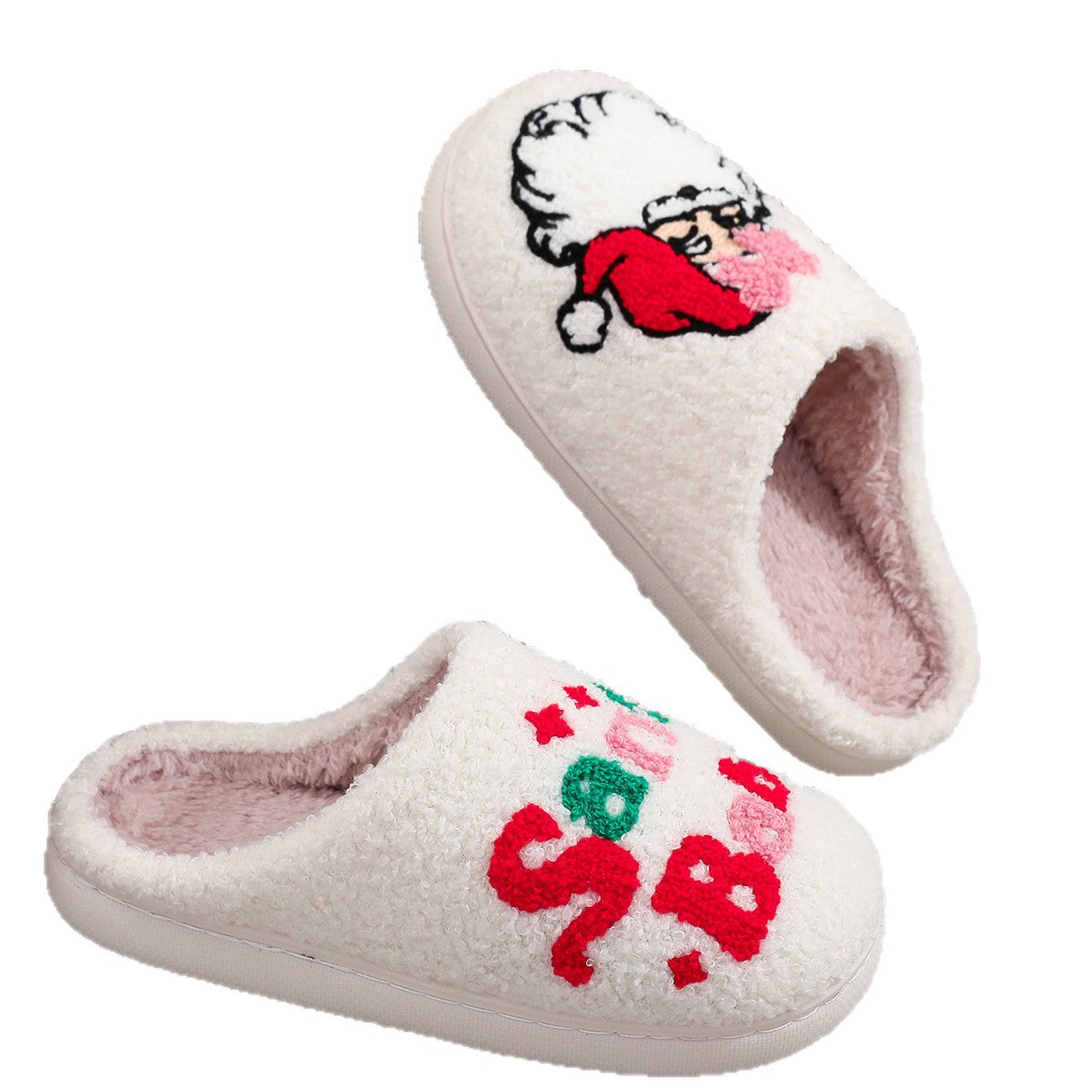 Winter Santa Claus Warm Fleece Indoor Slippers