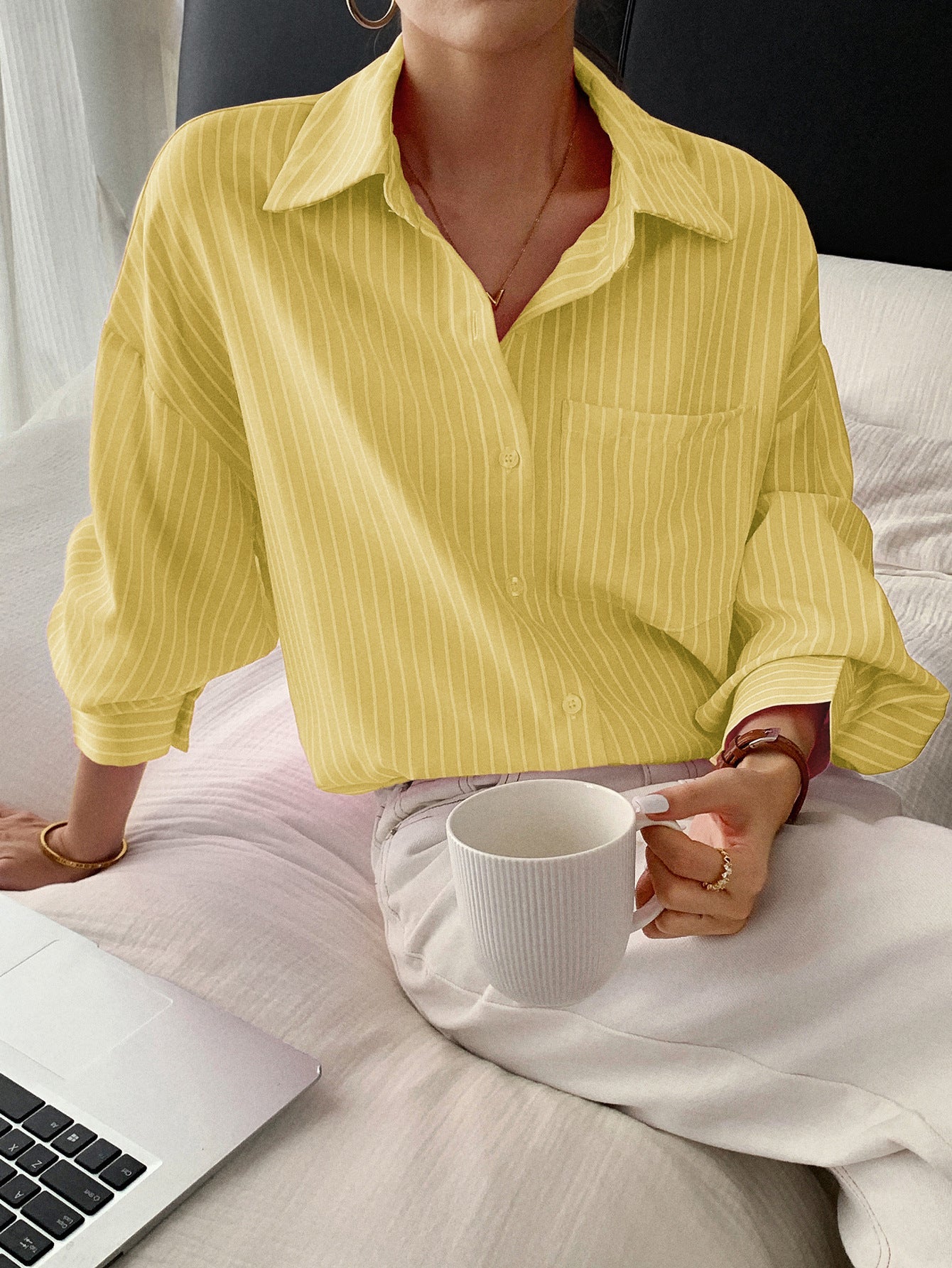 Casual Striped Long Sleeve Women's Shirt