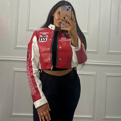 Vintage American Style Cropped Sweatshirt With Letter Print