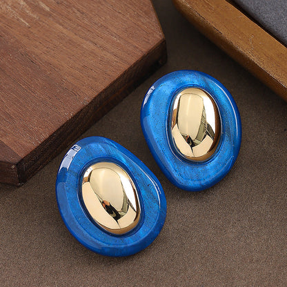 Geometric Resin Earrings With 925 Silver Pins