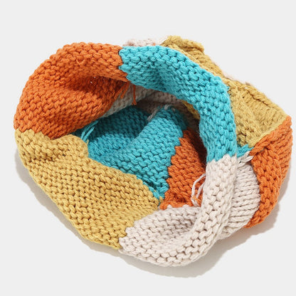 Winter Thermal Color Contrast Handmade Beanie Hat