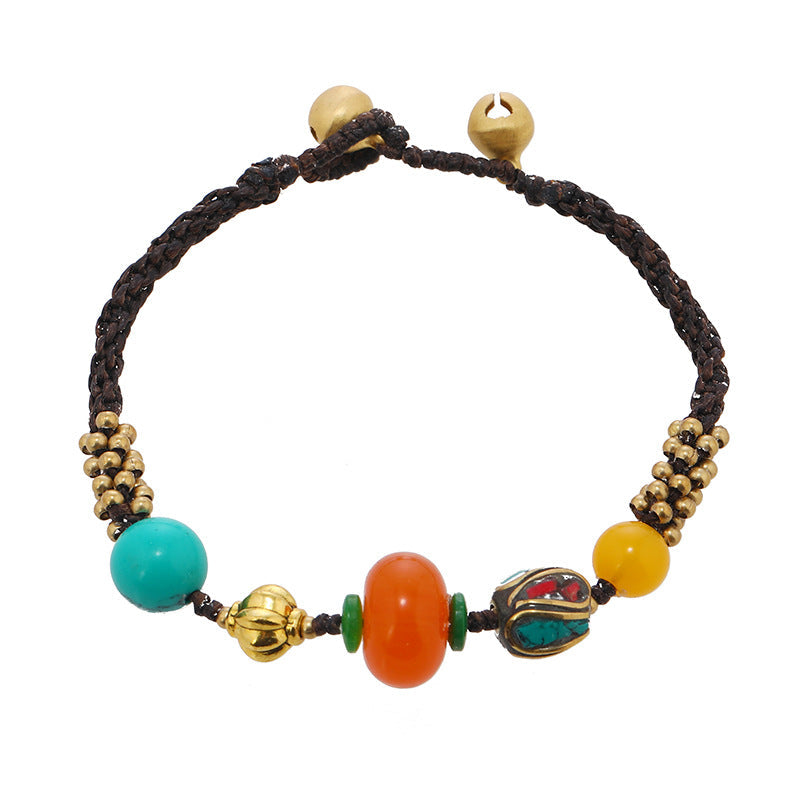 Original Design Woven Tibetan Yellow Honey Bracelet Ethnic Personality Tibetan Bracelet Nepal Accessories.