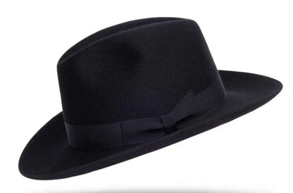 Stylish Wool Fedora Hat Classic British Wide-Brimmed Felt Hat