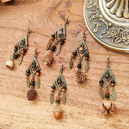 Handcrafted Vintage Geometric Feather Earrings Bohemian Style