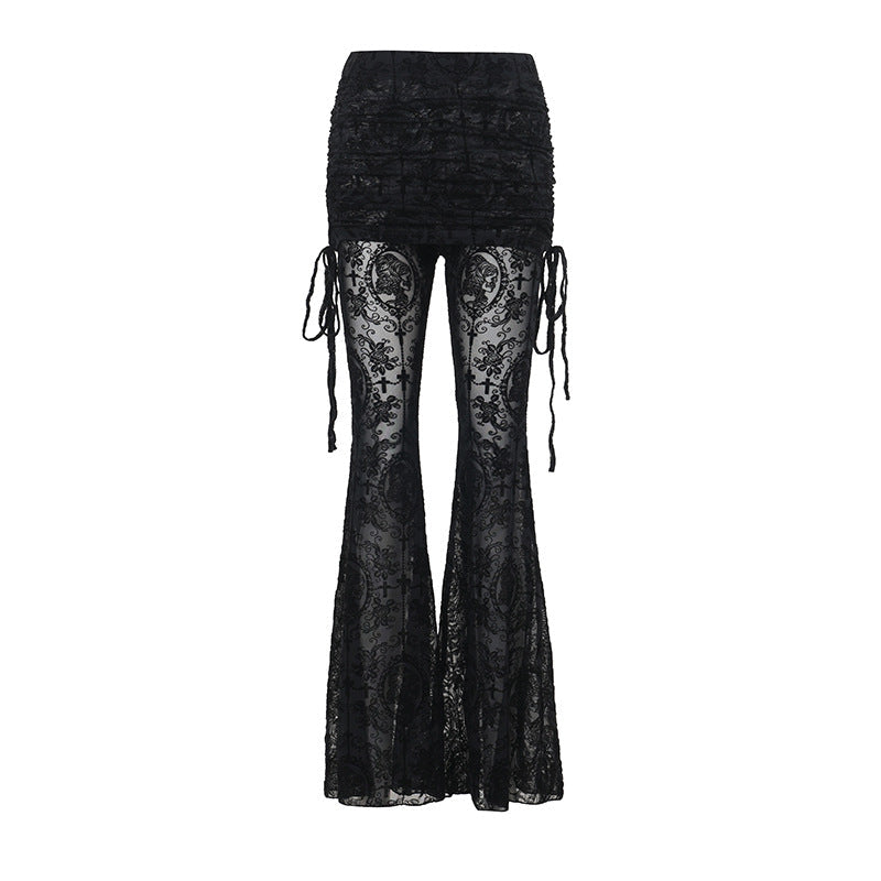 Colorful Cross Velvet Wide Leg Pants Sexy Chic Women's Bottoms