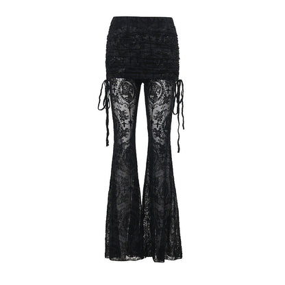 Colorful Cross Velvet Wide Leg Pants Sexy Chic Women's Bottoms