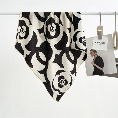 Double Sided Print Soft Square Silk Scarf