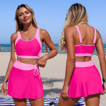 New Women'S Two-Piece Swim Dress In Nylon With Pockets